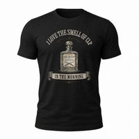 Load image into Gallery viewer, I Love The Smell Of CLP - Funny Gun Oil Veteran Tee in Black, ghost front