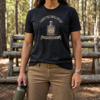 Load image into Gallery viewer, I Love The Smell Of CLP - Funny Gun Oil Veteran Tee in Black, woman, no face