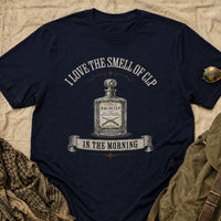 Load image into Gallery viewer, I Love The Smell Of CLP In The Morning Eau De CLP - Funny Gun Oil Veteran Tee - Send It in Navy, props flat