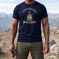 Load image into Gallery viewer, I Love The Smell Of CLP - Funny Gun Oil Veteran Tee in Navy, man, no face