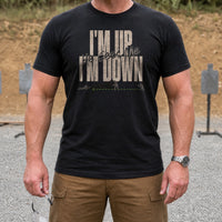 Load image into Gallery viewer, I'm Up. He Sees Me. I'm Down - 3-5 Second Rush Army Veteran Tee in Black, man, no face