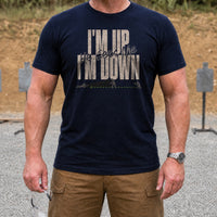 Load image into Gallery viewer, I'm Up. He Sees Me. I'm Down - 3-5 Second Rush Army Veteran Tee in Navy, man, no face