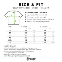 Load image into Gallery viewer, NODZombie size and fit: Bella+Canvas 3001 measurements, sizes S to 3XL, and how to measure
