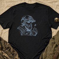 Load image into Gallery viewer, Wind Check - Funny Operator Veteran Tee in Black, props flat