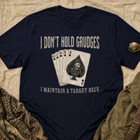 Load image into Gallery viewer, Carol Window-Blind Recon Specialist - Funny Veteran Tee in Navy, props flat