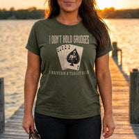 Load image into Gallery viewer, Jeff HOA Tat-Uhl-Tayl - Funny Veteran Tee in Military Green, woman, no face