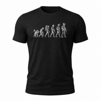 Load image into Gallery viewer, Career Progression - Funny Evolution of Man Veteran T Shirt in Black, ghost front
