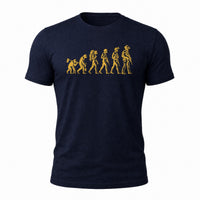 Load image into Gallery viewer, Career Progression - Funny Evolution of Man Veteran T Shirt in Navy, ghost front
