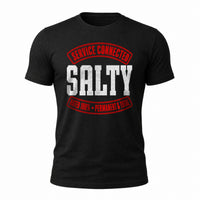 Load image into Gallery viewer, Service Connected Salty - Funny Salty Veteran Tee in Black, ghost front