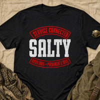 Load image into Gallery viewer, Service Connected Salty - Funny Salty Veteran Tee in Black, props flat
