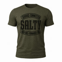 Load image into Gallery viewer, Service Connected Salty - Funny Salty Veteran Tee in Military Green, ghost front