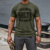 Load image into Gallery viewer, Service Connected Salty - Funny Salty Veteran Tee in Military Green, man, no face