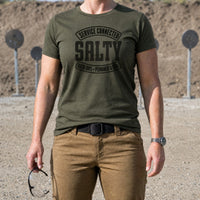 Load image into Gallery viewer, Service Connected Salty - Funny Salty Veteran Tee in Military Green, woman, no face