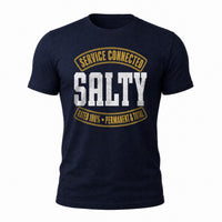 Load image into Gallery viewer, Service Connected Salty - Funny Salty Veteran Tee in Navy, ghost front