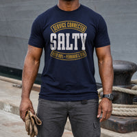Load image into Gallery viewer, Service Connected Salty - Funny Salty Veteran Tee in Navy, man, no face