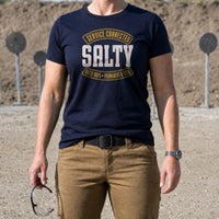 Load image into Gallery viewer, Service Connected Salty - Funny Salty Veteran Tee in Navy, woman, no face