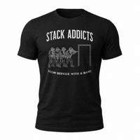 Load image into Gallery viewer, Stack Addicts - Funny CQB Veteran Tee in Black, ghost front