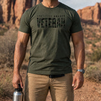 Load image into Gallery viewer, Certified Grumpy Veteran - Veterans Day Military Humor Tee in Military Green, man, no face