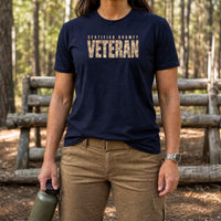 Load image into Gallery viewer, Certified Grumpy Veteran - Veterans Day Military Humor Tee in Navy, woman, no face