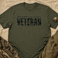 Load image into Gallery viewer, Certified High Mileage Veteran - Veterans Day Tee in Military Green, props flat