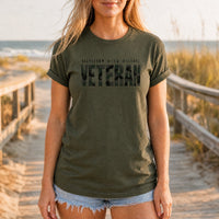 Load image into Gallery viewer, Certified High Mileage Veteran - Veterans Day Tee in Military Green, woman, no face