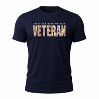 Load image into Gallery viewer, Certified High Mileage Veteran - Veterans Day Tee in Navy, ghost front