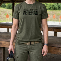 Load image into Gallery viewer, Certified Old School Veteran - Veterans Day Tee in Military Green, woman, no face