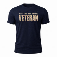 Load image into Gallery viewer, Certified Old School Veteran - Veterans Day Tee in Navy, ghost front