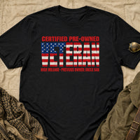 Load image into Gallery viewer, Certified Pre-Owned Veteran - Veterans Day Tee in Black, props flat