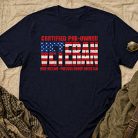 Load image into Gallery viewer, Certified Pre-Owned Veteran - Veterans Day Tee in Navy, props flat