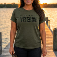 Load image into Gallery viewer, Certified Salty Veteran - Veterans Day Tee in Military Green, woman, no face