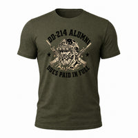 Load image into Gallery viewer, DD-214 Alumni New School - Veterans Day Tee in Military Green, ghost front
