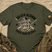 Load image into Gallery viewer, DD-214 Alumni New School - Veterans Day Tee in Military Green, props flat