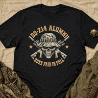Load image into Gallery viewer, DD-214 Alumni Old School - Veterans Day Tee in Black, props flat