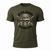 Load image into Gallery viewer, DD-214 Alumni Old School - Veterans Day Tee in Military Green, ghost front