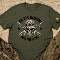 Load image into Gallery viewer, DD-214 Alumni Old School - Veterans Day Tee in Military Green, props flat