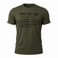 Load image into Gallery viewer, Enlistment Expired, Habits Didn't - Funny Veteran Definition Military Shirt in Military Green, ghost front