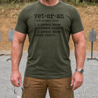 Load image into Gallery viewer, Enlistment Expired, Habits Didn't - Funny Veteran Definition Military Shirt in Military Green, man, no face