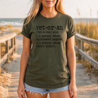 Load image into Gallery viewer, Enlistment Expired, Habits Didn't - Funny Veteran Definition Military Shirt in Military Green, woman, no face