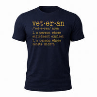 Load image into Gallery viewer, Enlistment Expired, Habits Didn't - Funny Veteran Definition Military Shirt in Navy, ghost front
