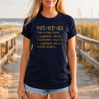Load image into Gallery viewer, Enlistment Expired, Habits Didn't - Funny Veteran Definition Military Shirt in Navy, woman, no face