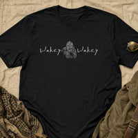 Load image into Gallery viewer, Wakey Wakey - Funny Veteran Tee - NOD Ops in Black, props flat