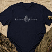 Load image into Gallery viewer, Wakey Wakey - Funny Veteran Tee - NOD Ops in Navy, props flat