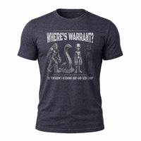 Load image into Gallery viewer, Where's Warrant - Funny Warrant Officer Military Tee in Heather Navy, ghost front
