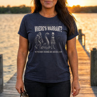 Load image into Gallery viewer, Where's Warrant - Funny Warrant Officer Military Tee in Heather Navy, woman, no face