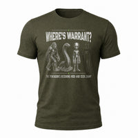Load image into Gallery viewer, Where's Warrant - Funny Warrant Officer Military Tee in Military Green, ghost front