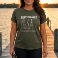 Load image into Gallery viewer, Where's Warrant - Funny Warrant Officer Military Tee in Military Green, woman, no face