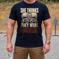 Load image into Gallery viewer, She Thinks They Were $312 - Funny NODs Veteran Tee in Navy, man, no face
